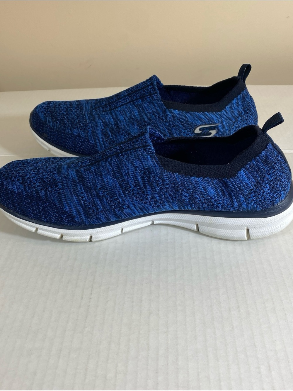 Skechers Women's Slip-On Knit Sneakers - Blue and Navy - Picture 7 of 10